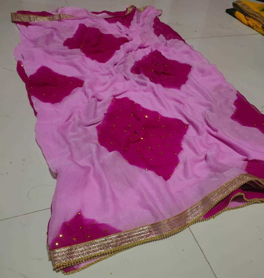 KAKADIYA CREATION Color Block Bollywood Chiffon Saree(Pink)