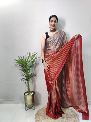 Bansari Textiles Floral Print Bollywood Georgette Saree(Red)