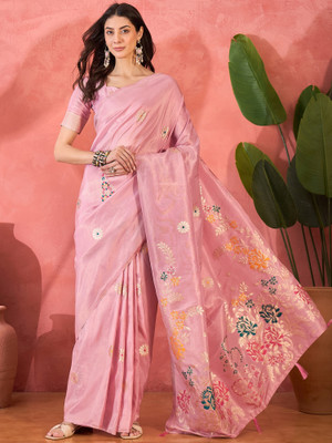 ShopGlobal Printed Mysore Polyester Saree(Pink)