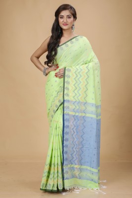 Tant Story Woven Handloom Cotton Silk Saree(Light Green)