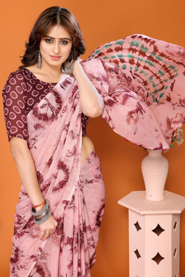 YASHIKA Printed Bollywood Georgette Saree(Purple, Maroon)