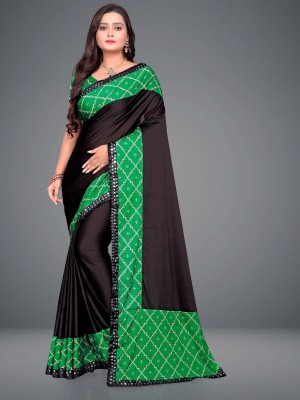 Apnisha Digital Print Bollywood Lycra Blend Saree(Green)