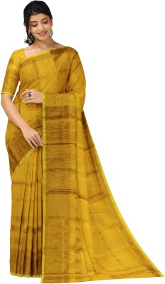 saree star Self Design Tant Cotton Silk Saree(Yellow)