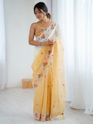 Tasrika Embellished Bollywood Chiffon Saree(Yellow)