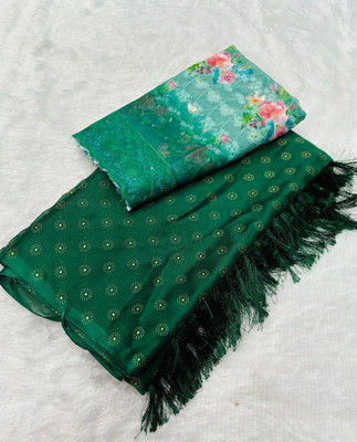 Tradivibe Embroidered Bollywood Chiffon Saree(Green)