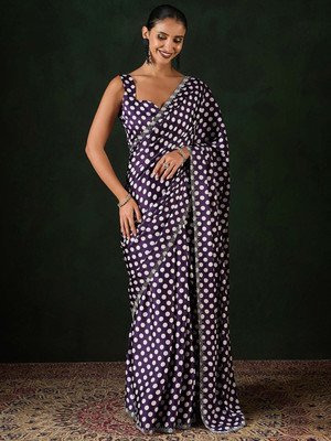 Sangria Printed Daily Wear Georgette Saree(Purple)