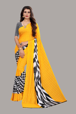 Priyashi Printed Daily Wear Georgette Saree(Yellow)