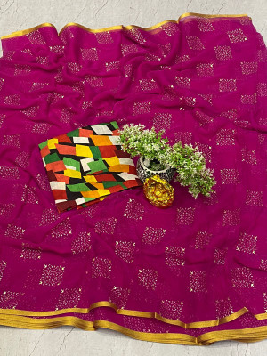 VINIT ENTERPRISE Embellished Daily Wear Chiffon Saree(Purple)