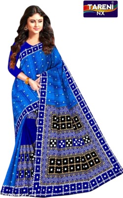 Tareni Printed Bandhani Pure Cotton Saree(Blue)