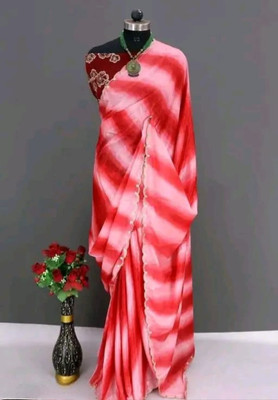 VedikaaFashion Striped, Tie-Dye Bollywood Art Silk, Georgette Saree(Blue, White)