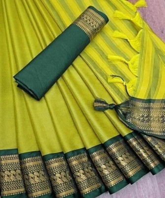 Octa Apparel Checkered Kanjivaram Jacquard Saree(Multicolor)