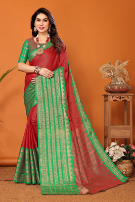 Soor Panchi Woven Banarasi Jacquard Saree(Dark Green)