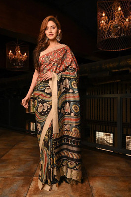 PHEASANT Digital Print Bollywood Cotton Linen Saree(Multicolor)