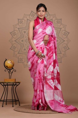 SAMAYARA FASHION Digital Print Ikkat Cotton Blend Saree(Pink)