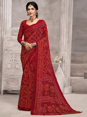 Divastri Floral Print, Geometric Print, Digital Print, Printed Bollywood Chiffon Saree(Maroon)