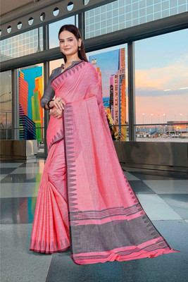 Feminista Self Design, Woven Daily Wear Cotton Silk Saree(Pink)