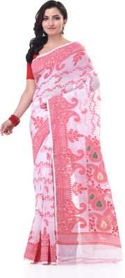 TANTLOOM Floral Print Jamdani Handloom Pure Cotton Saree(Multicolor)