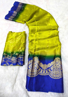 VD PRINTS Printed Leheria Silk Blend Saree(Light Green)