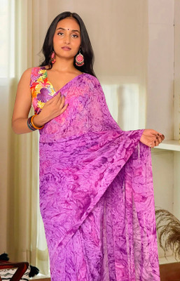 Ethnic Junction Digital Print Bollywood Georgette Saree(Purple)