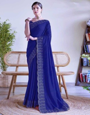 RUPAL CREATION Embroidered Ikkat Georgette Saree(Blue)