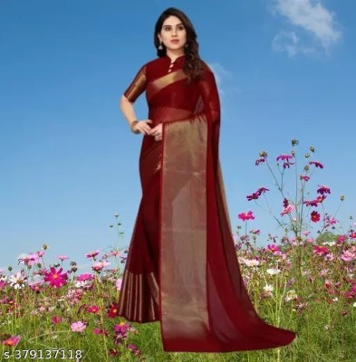 Vragi Self Design Bollywood Chiffon Saree(Maroon)