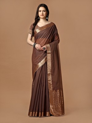 Shreepakhi Woven Assam Silk Silk Blend, Jacquard Saree(Brown)