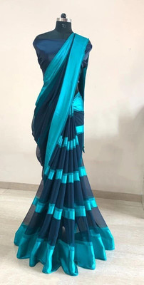 HouseOfCommon Printed Bollywood Georgette Saree(Light Blue)