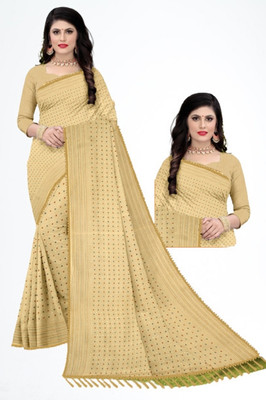 v.divyanshi & co. Printed Bandhani Georgette Saree(Cream)