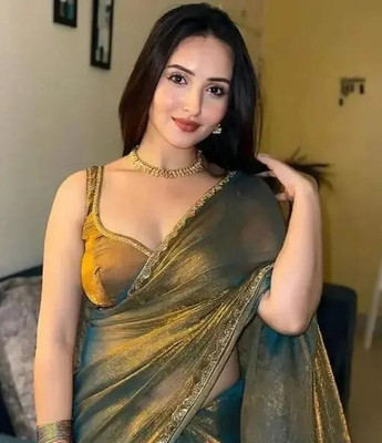 PATTARI Embellished Bollywood Pure Silk Saree(Gold, Yellow)