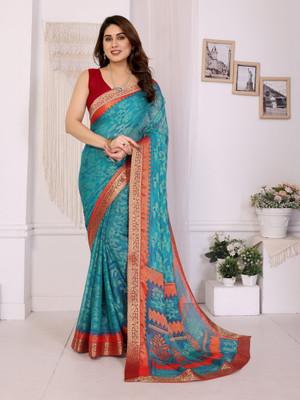 Sareeve Printed Daily Wear Brasso, Chiffon Saree(Blue)