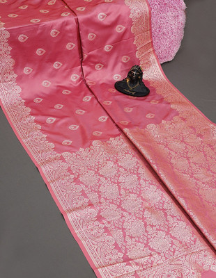 Indesa Woven, Paisley Banarasi Satin Saree(Pink)
