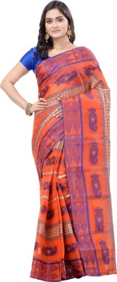 DipDiya Woven Tant Pure Cotton Saree(Orange)