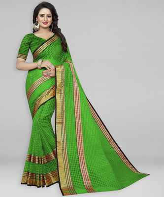 Divastri Solid/Plain Bollywood Cotton Silk Saree(Green)