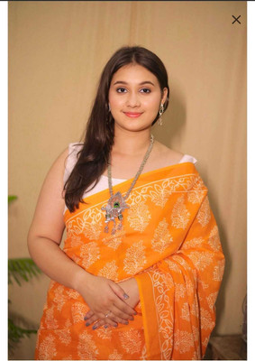 CRAFTWELL Self Design Handloom Pure Cotton Saree(Multicolor)