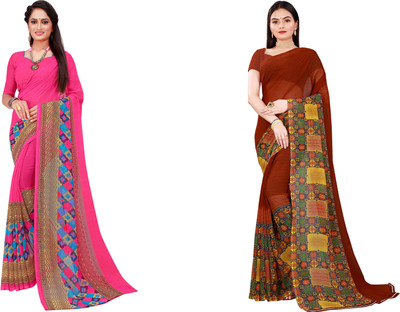 Saadhvi Printed Daily Wear Georgette Saree(Pack of 2, Multicolor)