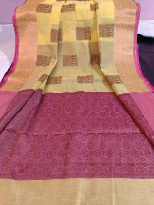 Tahira creation Woven Banarasi Cotton Silk Saree(Yellow)