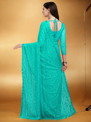 NORAFLEXx Printed Bollywood Brasso Saree(Blue)