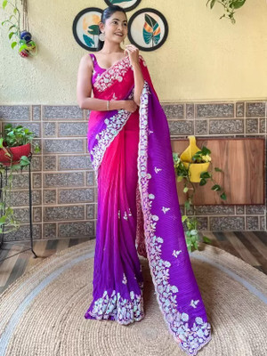 MADHAV Embroidered Daily Wear Georgette Saree(Multicolor)