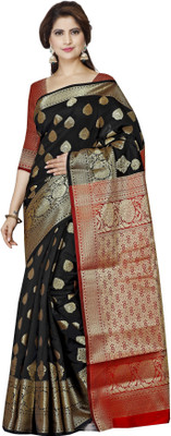 JS Clothing Mart Self Design Banarasi Art Silk Saree(Black)
