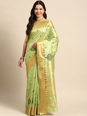 Arriva Fab Self Design Assam Silk Cotton Silk Saree(Light Green)