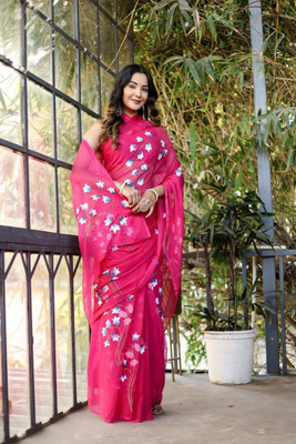 Lakshmi Boutique Self Design Handloom Cotton Silk Saree(White, Yellow, Green)