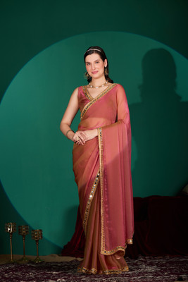 NERTA BOUTIQUE Solid/Plain Bollywood Organza Saree(Red)