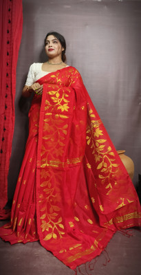 PRANATI ENTERPRISE Woven Tant Cotton Silk Saree(Red)