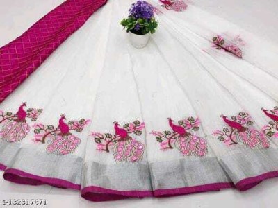 QENY Self Design Bollywood Chanderi Saree(Pink)