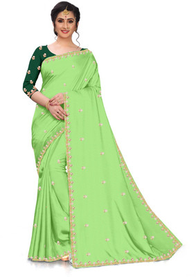 kaushal textiles Embroidered Bollywood Georgette Saree(Green)