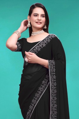 SHELDROM MART Embellished Bollywood Georgette Saree(Black)