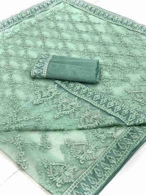 SATVASHIV Embroidered Bollywood Net Saree(Light Green)