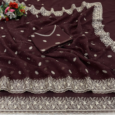 SHUBHDRASHTI NX Embroidered Bollywood Organza Saree(Maroon)