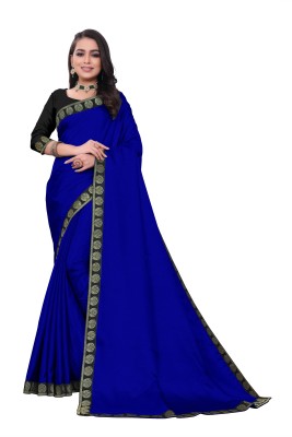 Aai shree khodiyar Self Design Daily Wear Cotton Silk, Art Silk Saree(Dark Blue)