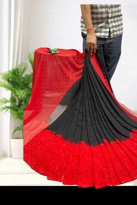 NEWOMDESIGNER Printed Bollywood Georgette Saree(Red)